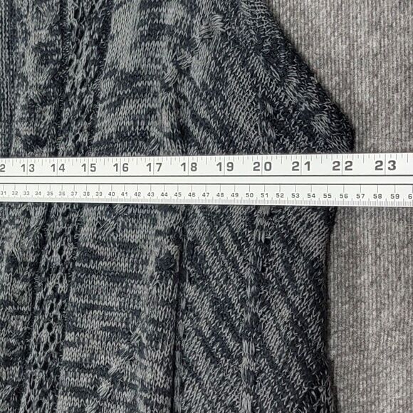 Knox Rose Sweater Womens XL Gray Black Open Front Fringed Boho Knit Cardigan - Picture 6 of 11